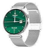 Knauermann PRO 3 Mini (2024) Silber - Gesundheitsuhr Smartwatch mit Telefoniefunktion - EKG + HRV und SOS Funktion - AMOLED Display - BT Bluetooth - Schlafapnoe - Milanaiseband Silber, 14-24,rund