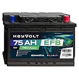 HeyVolt EFB Autobatterie 12V 75Ah 760A/EN Starterbatterie, Start-Stopp & Standheizung geeignet, absolut wartungsfrei