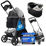 Tierbox Hundebuggy Hundewagen klappbar mit QuikFold, einfacher Transport, Traglast bis 15 kg - Grau