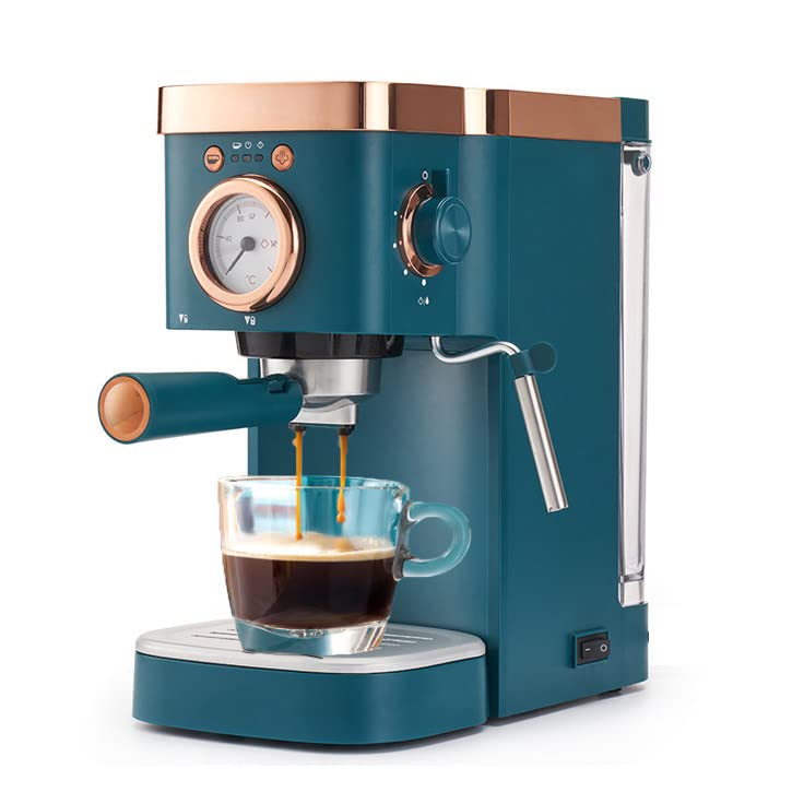 ERNP Dampf-Espressomaschine mit Milchaufschäumer, Halbautomatische Espressomaschine für Latte, Cappuccino, Mokkamaschine, 2-4 Tassen Espressomaschine, 20 Bar Pumpendruck, Blau