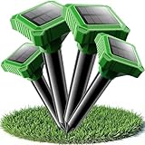 Maulwurf Vertreiber, Solar Katzenschreck für Garten, 4 Stück Tiervertreiber Ultraschall, IP65 Wasserdicht Marderschreck Wirksam gegen Katzen, Hunde, Vögel, Füchse, Ratten, Marder, Mäuse
