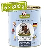GranataPet Liebling's Mahlzeit Truthahn & Kaninchen Junior, Nassfutter für Hunde, Hundefutter ohne Getreide & ohne Zuckerzusätze, Alleinfuttermittel, 6 x 800 g