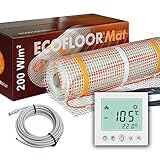 1 qm PREMIUM Fußbodenheizung elektrisch 200 Watt Fliese Bad Heizmatte Thermostat 1,0 m²