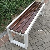 Wetterfeste Holz Gartenbank für 2-3 Personen Massivholz & Metall Outdoor Sitzfläche Länge 100/120/150 cm Parkmöbel Stilvolle Terrassenbank