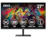 ODYS i27 Monitor - 27-Zoll-Bildschirm im rahmenlosen Design, Full HD, 100 Hz, mit HDR, IPS Panel, FreeSync, HDMI, USB-C, 3,5mm Audio