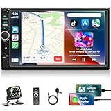 Motorsi Carplay 2 Din Autoradio, 7' HD Touchscreen Wired Android Auto Car Stereo, MP5 Player Unterstützung Bluetooth/MirrorLink/FM/USB/AUX/Laden/Fernbedienung+Rückfahrkamera