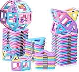 Goxeon Magnetische Fliesen Spielzeug für 3 4 5 6 7 8+ Jahr alt Jungen Mädchen Upgrade Macaron Castle Blocks Building Set für Kleinkinder STEM Kreativität/Lernspielzeug für Kinder Alter 3-6