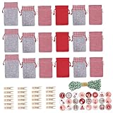 HOLIDYOYO 1 Satz Weihnachts kalender Hängende Tasche aufbewahrungssack storage bags weihnachtliche adventskalendertüten Weihnachtscountdown-Kalendertaschen Tasche mit Kordelzug Geschenktüte