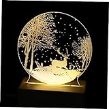 Angoily 1Stk Weihnachtsnachtlicht Lichtdekor für zu Hause LED-Nachttischlampe Hirschwald-Lichtornament D Nachtlicht weihnachtsdeko weinachtsdeko 3D-Licht dekorative Lampe Acryl Transparent