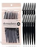 Kitsch Dermaplaning Tool - Face Razors for Women | Eyebrow Razor & Face Shaver for Women | Facial Hair Removal for Women | Dermaplane Razor for Women Face, 12 pc (Black)