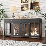 Hundekäfig schrank xxl, Hundekäfig mit 2 Schubladen und 2 Türen, Hundebox für Zuhause Große/Mittlere Hunde,Beistelltisch, Hundehütte Indoor, Hochbelastbar Hundehaus für Zuhause, Braun，164 x 60 x 80 cm