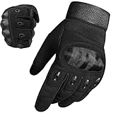 WFX Motorradhandschuhe für Damen und Herren, harter Knöchel, voller Finger, Touchscreen, Motorradhandschuhe für Fahrradfahren, Wandern, Camping (Schwarz, Größe S)