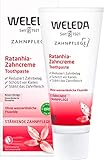 WELEDA Bio Ratanhia Zahncreme, Naturkosmetik Zahnpasta zur sanften und gründlichen Reinigung der Zähne, entfernt Zahnbelag und Zahnstein, schützt vor Karies und schädlichen Säuren (1 x 75 ml)