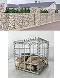 Gabionen-Maschendrahtwand mit Abdeckungen, verzinkter Stahl, Gartenstein, Drahtkorbzaun, Terrassen-Dekorationszaun for den Außenbereich, Garten, Terrasse, Hinterhof(2x2in,39.4x39.4x39.4in)