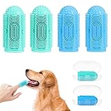 Hundezahnbürste Hunde-Fingerzahnbürste 4 Stück für Hunde,Katzen,Welpen Zahnpflege&frische Atmen,Silikon,vollständig umgebene Borsten, wiederverwendbar mit Aufbewahrungsbox(2blau+2grün)