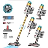 50000Pa/500W Akku Staubsauger Kabellos 55Mins Laufzeit, Wandmontierte Ladestation, Akkustaubsauger Cordless Vacuum Cleaner mit Smart Display Anti-Verhedderung-Bürste für Teppich Hartboden Tierhaare