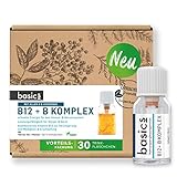 Basics Hochdosierter Vitamin B12 + B-Komplex mit Folsäure, Niacin, Biotin zur Unterstützung des Immunsystems, 30 x 10 ml