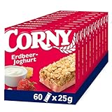 Müsliriegel Corny Classic Erdbeer-Joghurt, mit leckeren Erdbeeren und Joghurt, 60x25g