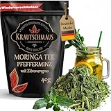40g Moringa Pfefferminz Tee von Krautschmaus, für Kräutertee, Eistee, Früchtetee, schonend getrocknet, mit Zitronengras, für leckere Kaltgetränke, intensiv duftend und aromatisch