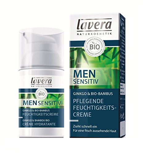 lavera pflegende Feuchtigkeitscreme Men sensitiv - Gesichtscreme für Männer - schnell einziehende Gesichtspflege - Ginkgo & Bio-Bambus - Hyaluron & Karanjaöl - Naturkosmetik - bio - vegan - 30ml