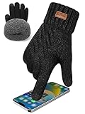 KEECOW Thermo Handschuhe Herren Winter Warm, Touchscreen Handschuhe Winddicht Atmungsaktiv Gefüttert for Outdoor Sports Fahrradfahren Laufen Wandern Skifahren Motorrad Camping(Schwarz)