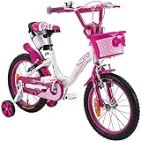 Actionbikes Kinderfahrrad Daisy 16 Zoll - Kinder Fahrrad für Mädchen - 4-7 Jahren - V-Brake Bremse - Kettenschutz - Luftbereifung - Fahrräder - Laufrad - Kinderrad (16 Zoll)