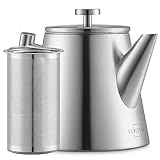 SILBERTHAL Teekanne Edelstahl mit Siebeinsatz (1L) Silber - Doppelwandige Kanne mit Deckel - Thermo Isoliert - Hält lange warm - Tee Geschenk