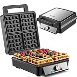 XXL 4er Waffeleisen | 1200 Watt | Waffelautomat | Paninigrill | Waffeltoaster | Waffle Maker | Elektrogrill | XXL Wafflemaker | Waffel Eisen | Waffelmacher