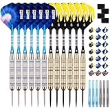 ONE80 Dartpfeile,12 Stück Steel Darts Pfeile Set,20 Gramm Profi Steeldarts mit Metallspitze