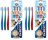 Dr.BEST Paw Patrol Zahnbürste, Weich (2 Stück + 1 Stück Gratis), weiche Borsten und kindgerechter Griff (Packung mit 2)
