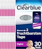 Clearblue Kinderwunsch Ovulationstest-Kit Digital, Bestimme Ihre 2 Tage maximaler Fruchtbarkeit, 1 Testhalterung Digital und 30 Tests, Teste die KOSTENLOSE Clearblue Perioden- & Zyklus-Tracker-App