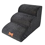 NATUREACT 3 Stufen Haustiertreppe, Hundetreppe Bett für kleine Hunde 39cm Hoch, Katzen Hunderampe Sofa Boxspringbett, mit Plüschbezug, Abnehmbar, Waschbar,60 (L) x 42(W) x 39 (H) cm…