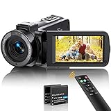 Ahlirmoy Videokamera Camcorder FHD 1080p 36MP Vlogging Kamera für YouTube IR Nachtsicht 30FPS Digitalkamera 3,0'' 270°Drehbarer IPS Bildschirm Kamera mit 16X Digitalzoom, Fernbedienung, 2 Batterien