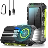 Power Bank 52800mAh 30W Solar Powerbank Kabellose Tragbares Schnellladegerät mit 3 Kabel,7 Ausgänge Power Bank Solarpanel mit Taschenlampe/LED Anzeige,Externer Akku für Camping,Outdoor