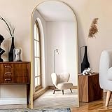 KOCUUY Bogen Standspiegel, 192 x 85 cm Großer Gewölbter Ganzkörperspiegel, Groß Wandspiegel mit Gold Aluminium Rahmen, Hängend, Stehend, Kippbar, für Wohnzimmer, Schlafzimmer und Flure
