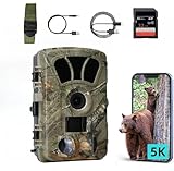 Wildkamera 5K mit 60MP & Nachtsichtfunktion | Wasserdichte Wildtierkamera Outdoor (IP66) mit 32GB SD-Karte | Bewegungsmelder, 0.1s Auslösezeit | Timer/Zeitraffer Modus & Überwachungskamera WLAN
