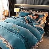 Single BettVet-Cover-Set, Winter-verdicktes warmes Bettbedarf, doppelt doppelseitigem Samt großes DuVetted Einzel-Doppelbett Einzelkissen (Color : E, Size : 2.0m Bed(4pcs))