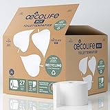 oecolife Toilettenpapier Box RECYCLING, 3-lagig, 27 Rollen x 250 Blatt, Großpackung, superweich, vegan, nachhaltiges Klopapier, wc papier ohne Plastikverpackung, wiederverwandbar