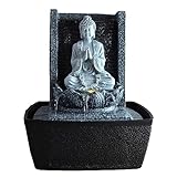 Zen'Light - Zimmerbrunnen Nirvana - Wasserfall mit Buddha & Weißer LED-Beleuchtung - Moderne Zen Deko, Ideal für Meditation & Entspannung - Feng Shui - H 26cm