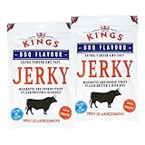 Kings Beef Jerky XXL BIG BAG - BBQ Jerky, Trockenfleisch, High Protein, Glutenfrei (2 x 350g) (BBQ Jerky)