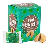 FOOD crew 12 Glückskekse „Viel Glück” - Glückskeks als kleiner Glücksbringer für Familie, Freunde, Kollegen - Viel Glück Geschenke - Glückskekse Silvester - nettes Mitbringsel oder Gastgeschenk