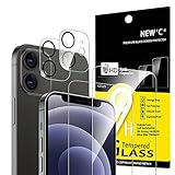 NEW'C 4 Stück, 2 x Panzer Schutz Glas für iPhone 12 Mini und 2 x Kamera Panzer Schutz Glas für Kameraschutz - kratzfest - keine Luftblasen - extrem widerstandsfähig - 9H-Härteglas