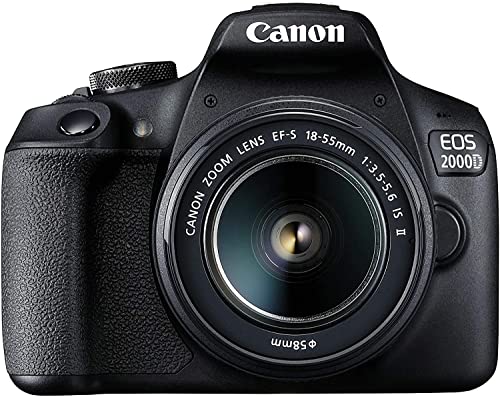 Canon EOS 2000D Spiegelreflexkamera Battery Kit (24,1 MP, DIGIC 4+, 7,5 cm (3,0 Zoll) LCD, Display, Full-HD, WIFI, APS-C CMOS-Sensor) EF-S 18-55mm IS II F3.5-5.6 IS II + Akku LP-E10, schwarz