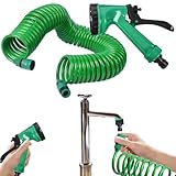 Gartenschlauch, Erweiterbar Gartenschlauch, Spule, Wasserschlauch Erweiterbar mit Sprühdüse, 5 Bewässerungsmodi, Bewässerungssystem, Leichter Ergonomischer Sprüher für Boote, Wohnmobil, Hausreinigung