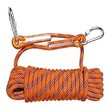 KANGXYSQ Kletterseil 10mm Hochfestes Statisches Seil10m-70m Rettungsseil Mit Karabiner Statisches Kletterseil Allzweckseil Festmacherleine Heavy Duty Seil Leine Outdoor(Color:Orange,Size:15m*10mm)
