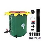Regentonne Faltbar Mit Deckel Und Zapfhahn Grün PVC Gartenzubehör Zisterne Wassertank, Regenwasser Sammelbehälter Aus PVC Faltbar, Faltbare Regentonne, Tragbare Regentonnen Zum Sammeln (50L)