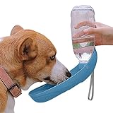 NAMSAN Hunde Trinkflasche 550ML Hunde Wasserflasche für Unterwegs Trinknapf für Katzen Leicht zu Tragen Faltbare Hundetrinkflasche für Outdoor-Aktivitäten - Blau
