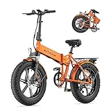 ENGWE EP-2 Pro E-Bike Klapprad 20 Zoll, Fatbike Faltbar E Bike Herren Damen 250 W Motor Electric Ebike, 48V 13Ah Batterie - 25 km/h bis zu 120 km Reichweite (Orange)
