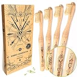 Nature Nerds - Bambus-Zahnbürsten im Set (4er Pack) / Härtegrad: Mittel/aus dem nachwachsendem Rohstoff Bambus/Vegan/BPA-frei
