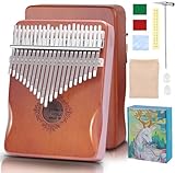 DMTIVMG Kalimba 21 Schlüssel Kalimba Instrument Mini Fingerpiano Finger Daumenklavier Kalimba Thumb Piano für Musikliebhaber Anfänger mit Lehrmaterial, Stimmhammer